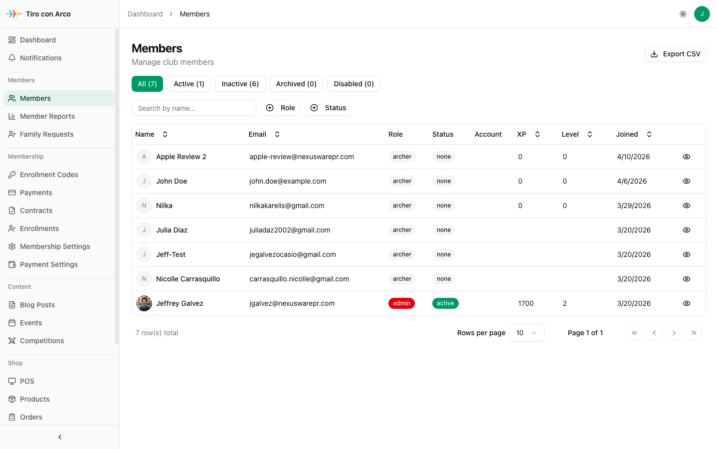 NexusSport - Members